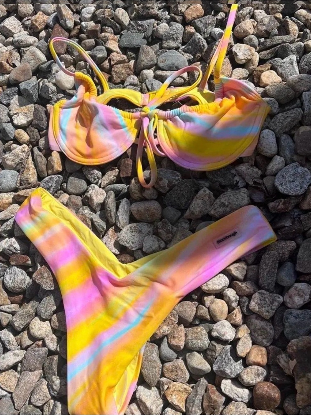 Blackbough Yellow Pink Blue Tie-Dye Bikini Set